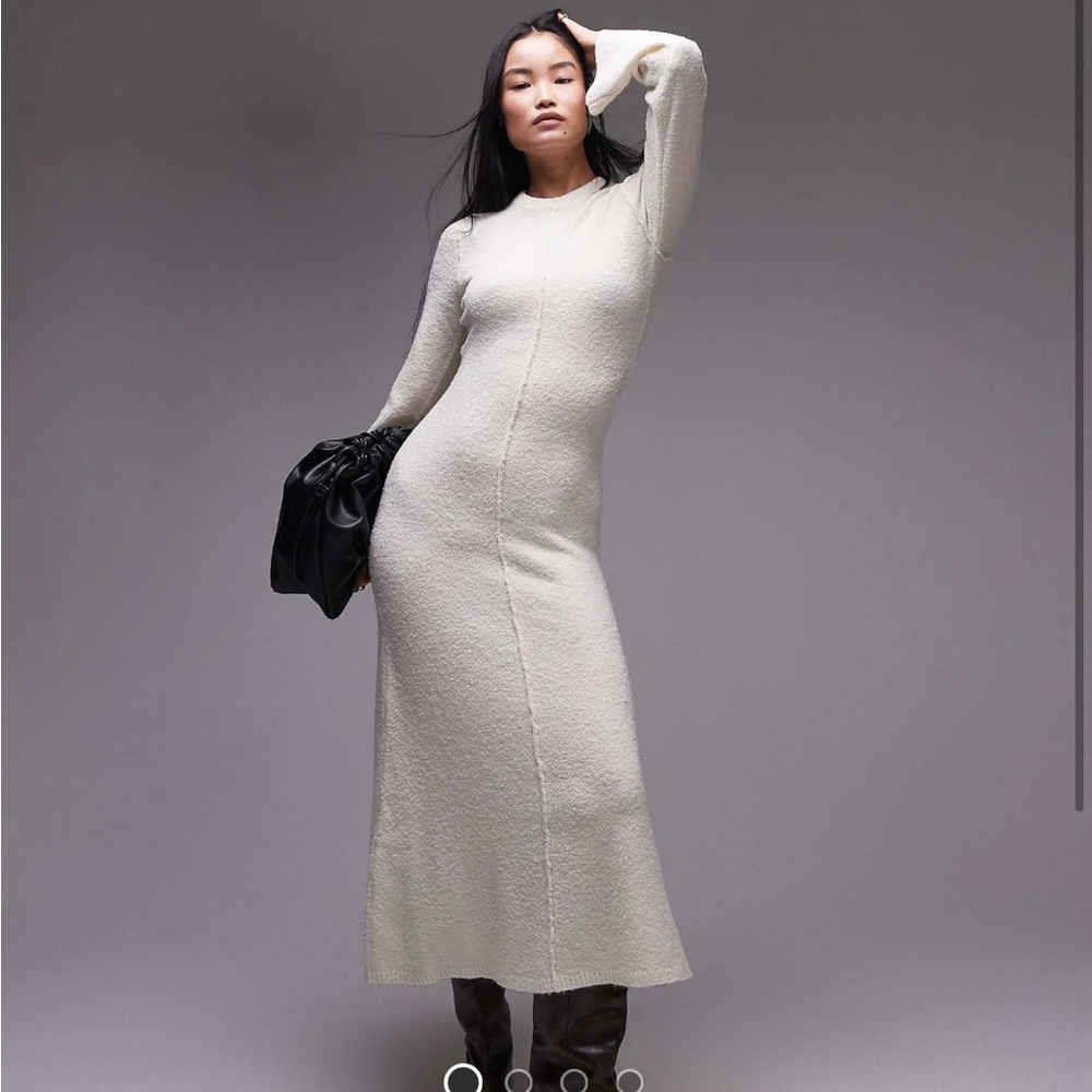 Topshop knitted Boucle maxi dress in oat